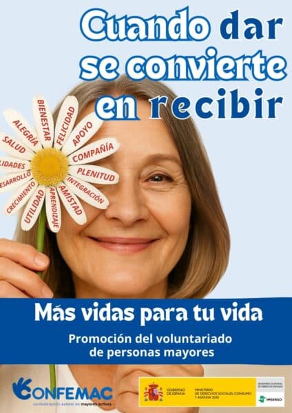 CONFEMAC promueve el voluntariado entre mayores con la campaña «Cuando dar se convierte en recibir»