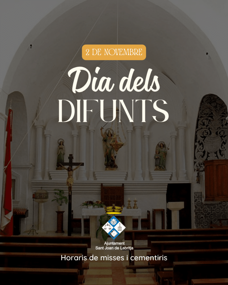 Horarios de misas y cementerios en Sant Joan por Todos los Santos