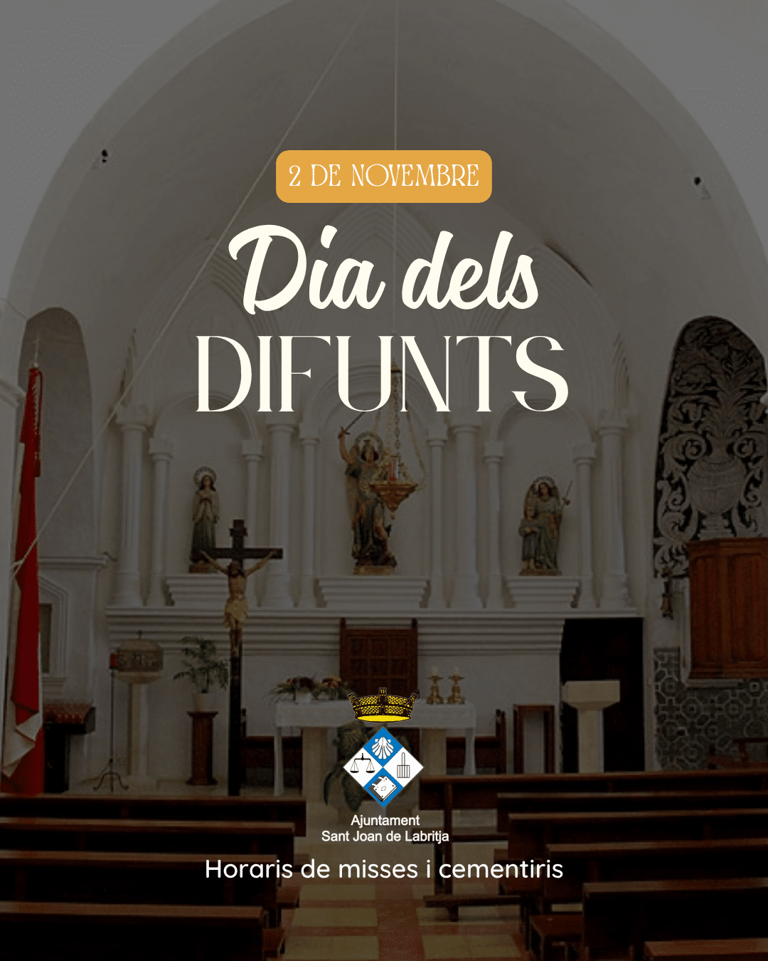 Horarios de misas y cementerios en Sant Joan por Todos los Santos