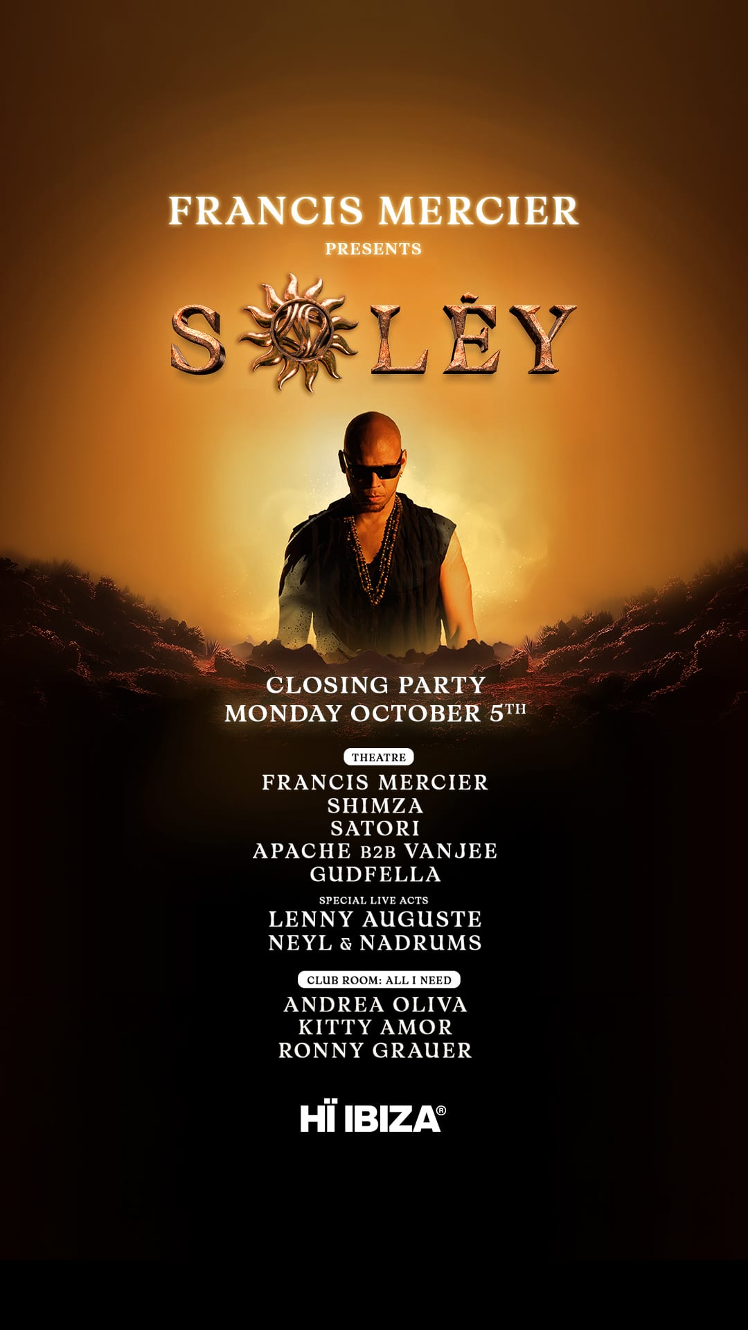 Closing Party de Solèy de Francis Mercier en Hï Ibiza