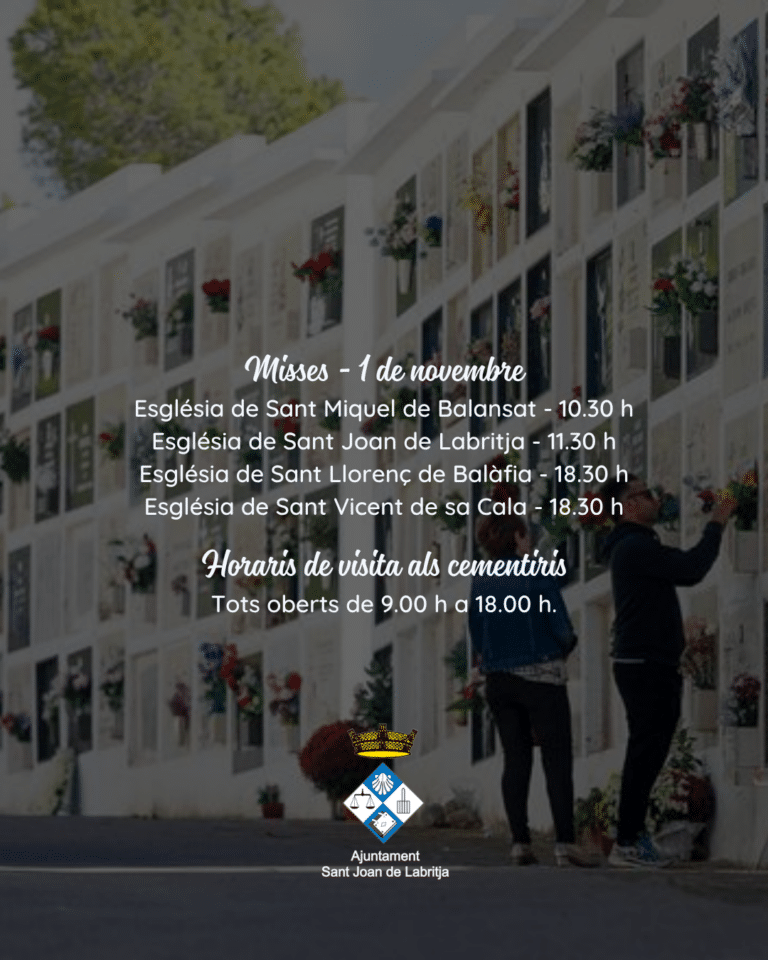 Horarios de misas y cementerios en Sant Joan por Todos los Santos
