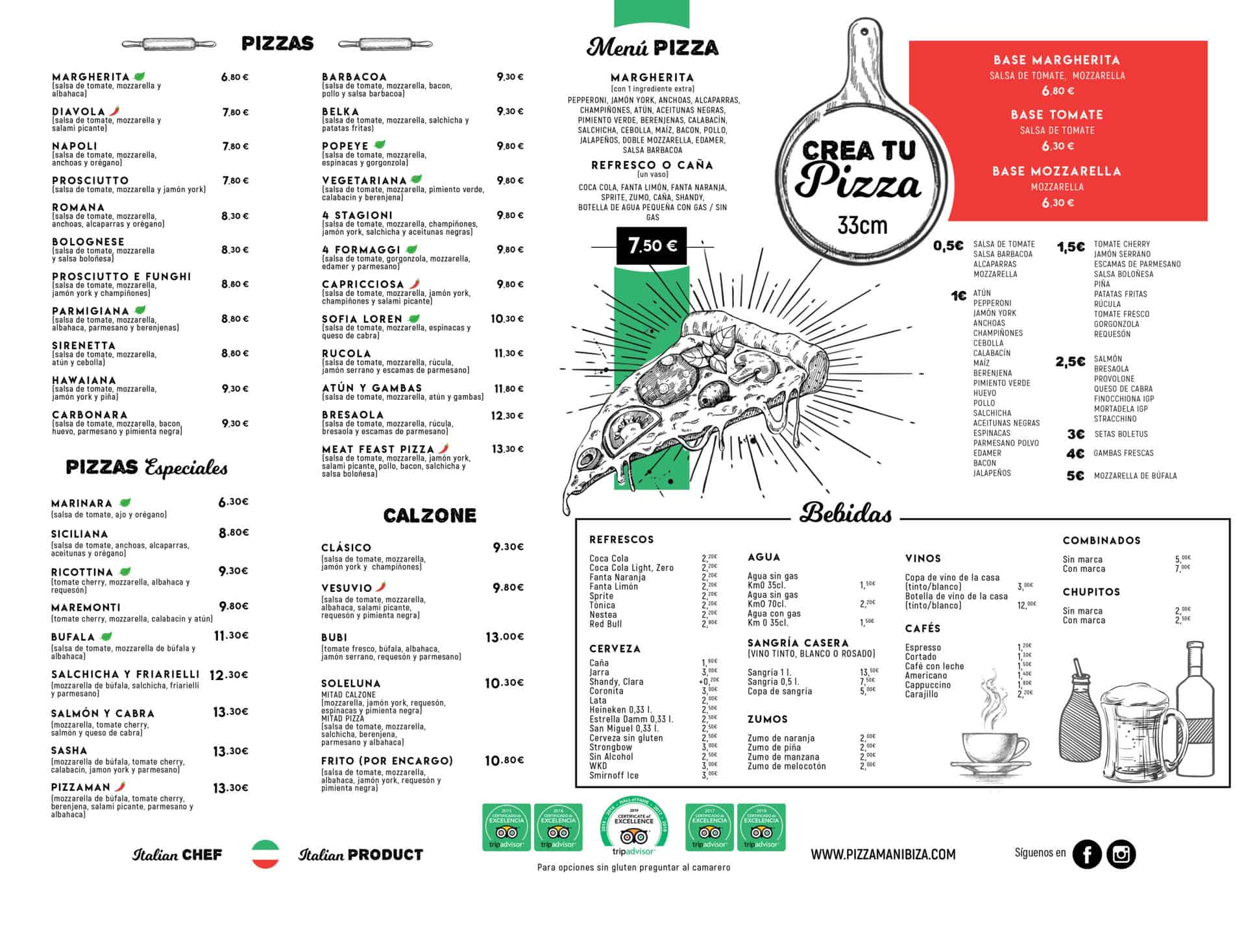 Menü Pizzaman Ibiza