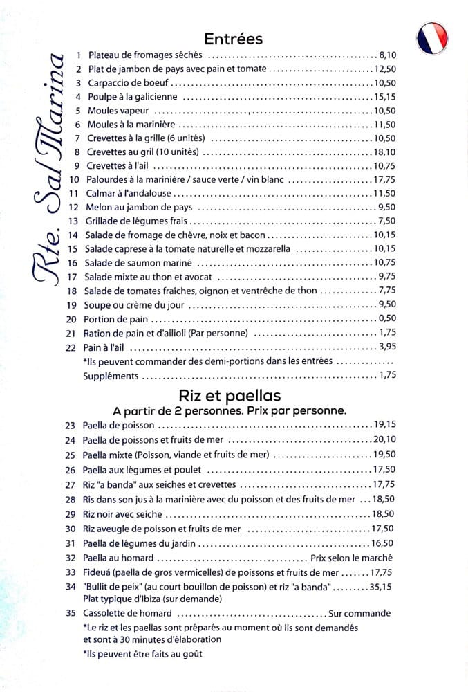 Salt Marina Ibiza-menu