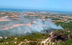 Fire in Formentera. The fire is re-fed with Saona cove and almost 6 hectares of pine forest