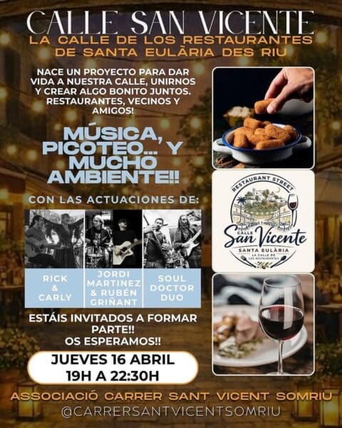 La calle San Vicente en Santa Eulalia se llena de música y gastronomía