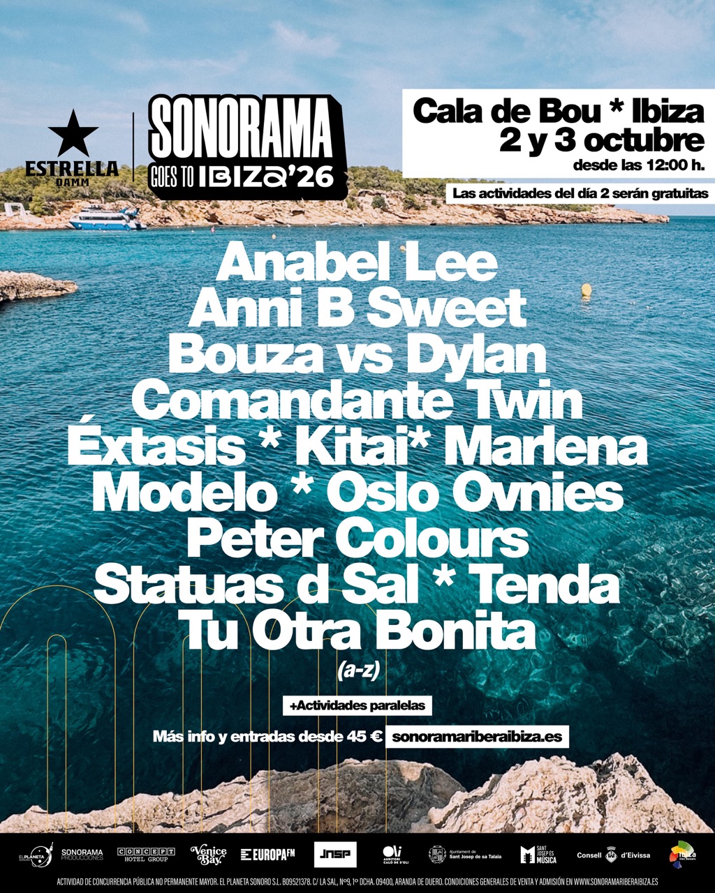Anni B Sweet, Tu Otra Bonita, Statuas d Sal y mucho más en el Sonorama Ribera Ibiza