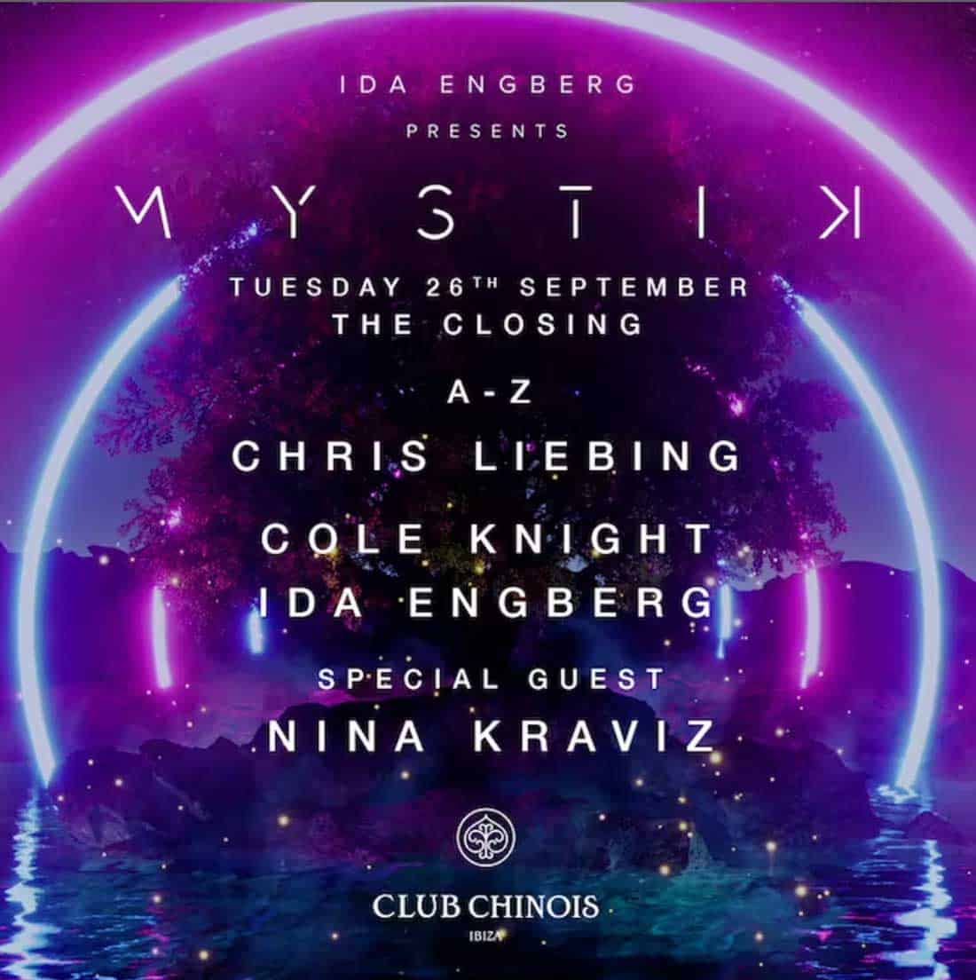 Closing Party by Mystik, soirée d'Ida Engberg au Club Chinois Fiestas Ibiza