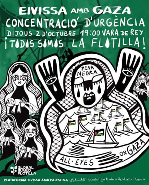 Concentración en Ibiza contra el genocidio en Palestina y en apoyo a la Flotilla