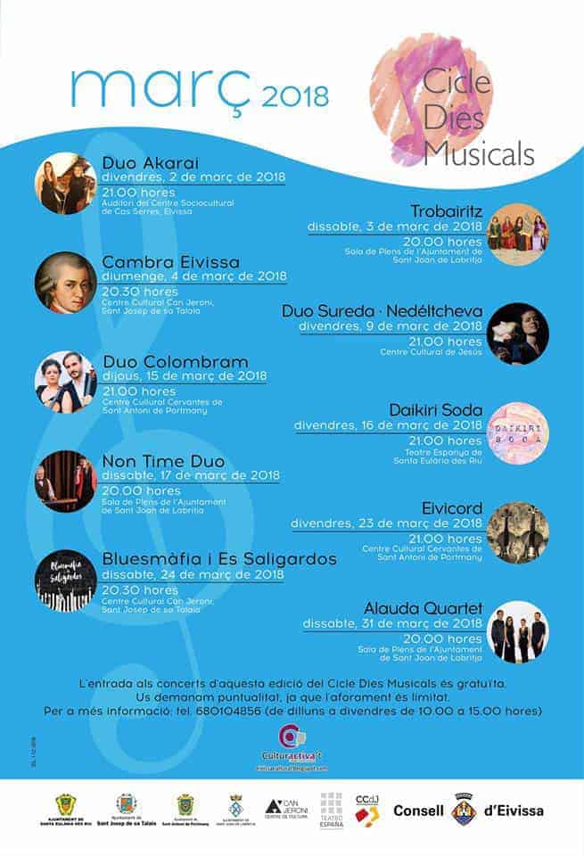 Nuovi e variegati concerti gratuiti del ciclo Dies Musicals a marzo