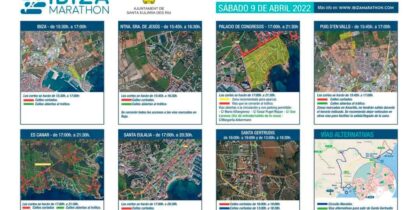 Cortes de carretera y líneas de autobús afectadas por la Ibiza Marathon