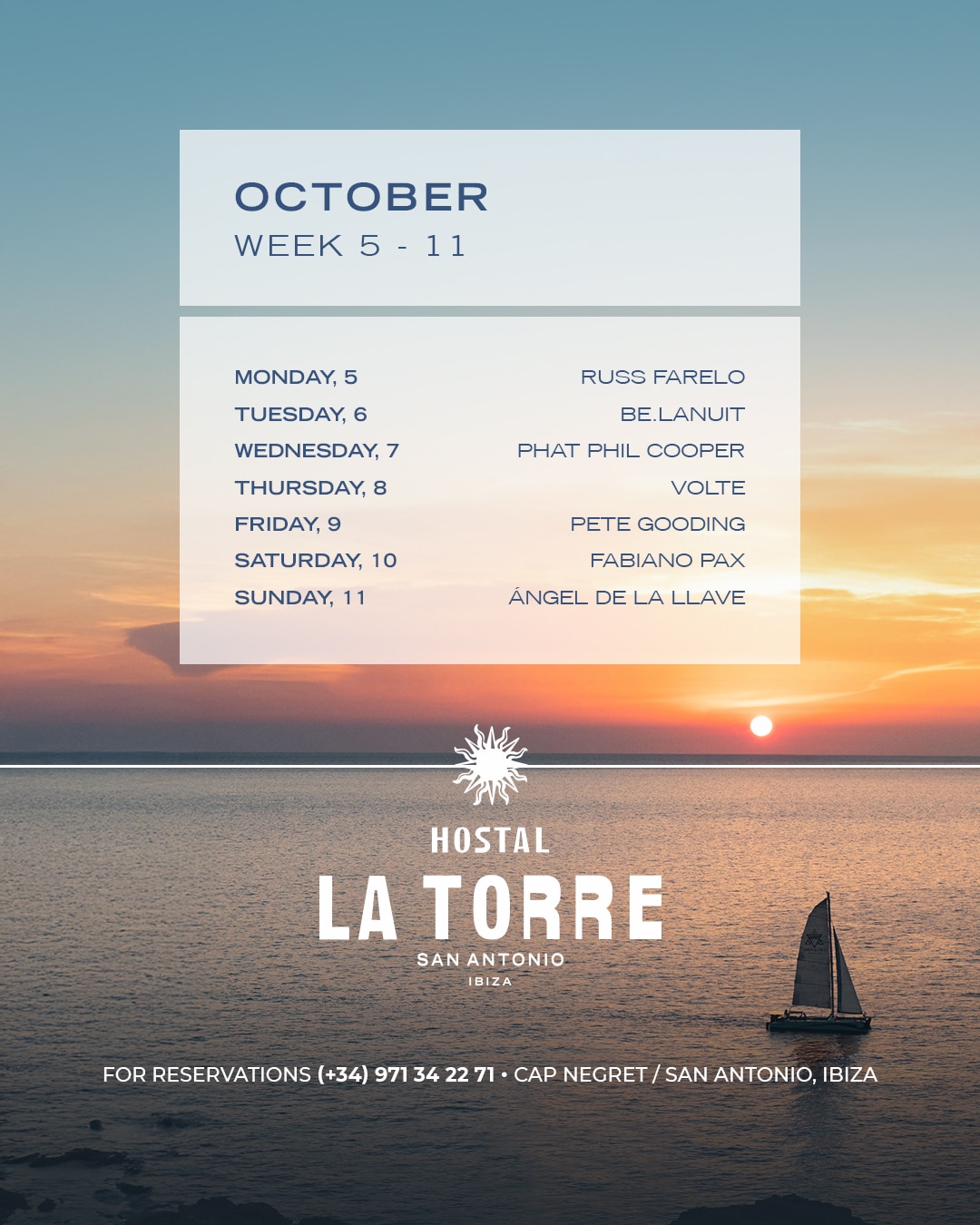 Atardeceres con música en Hostal La Torre