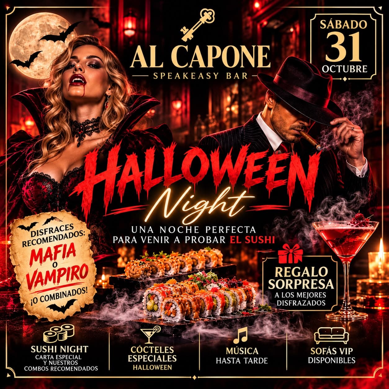 Gangsters y vampiresas en la Halloween Night de Al Capone Ibiza
