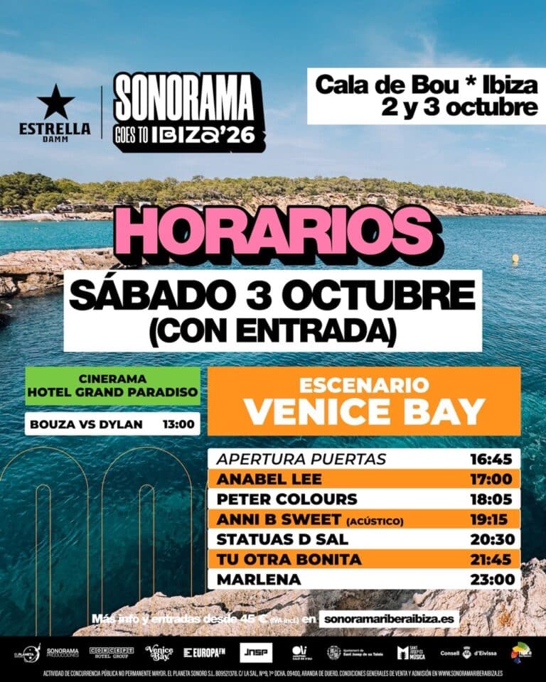 Anni B Sweet, Tu Otra Bonita, Statuas d Sal y mucho más en el Sonorama Ribera Ibiza