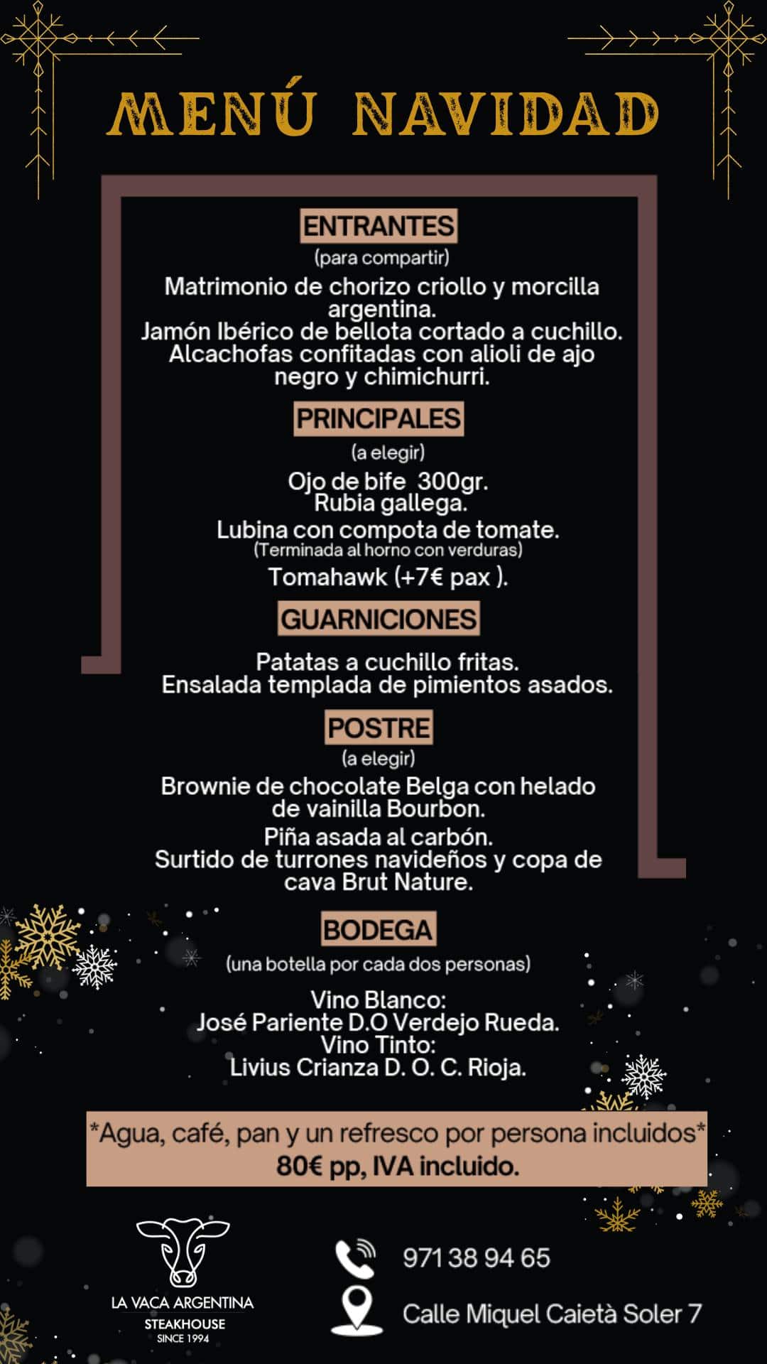 Menús de Navidad y Nochevieja en La Vaca Argentina Ibiza