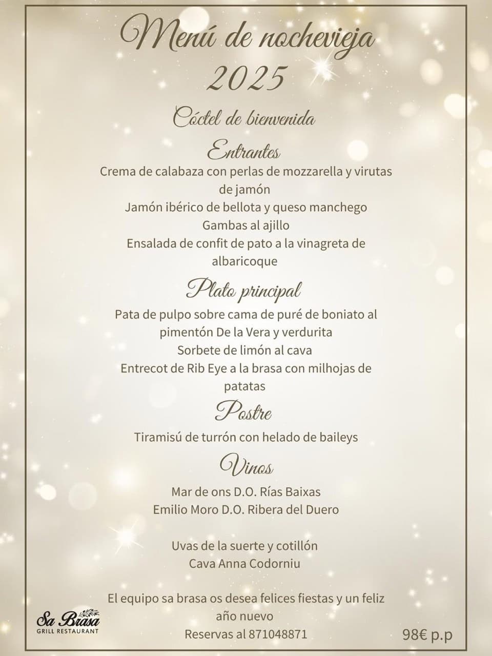 Menús de Navidad y Nochevieja en Grill Sa Brasa