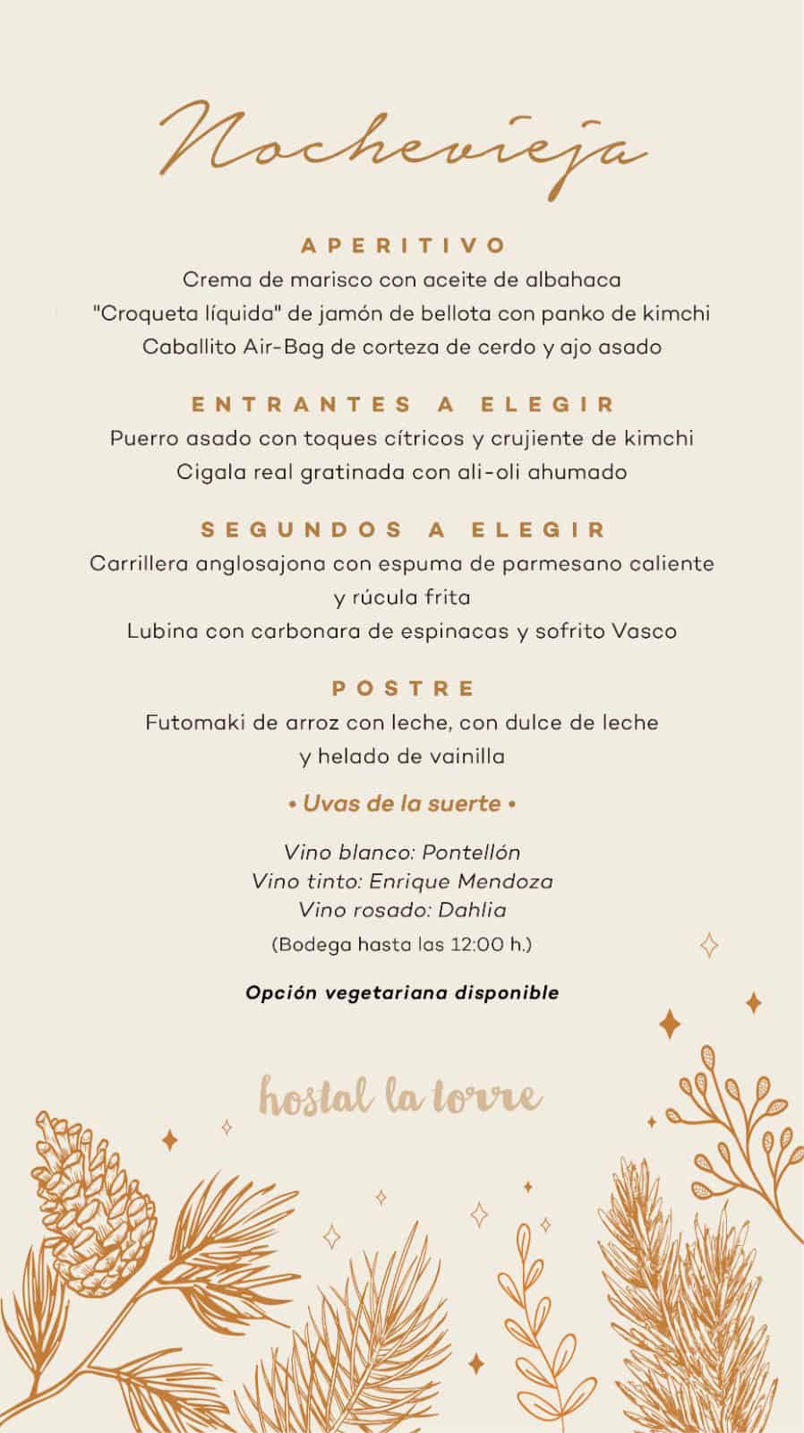 Menú de Nochevieja en Hostal la Torre Ibiza- menu nochevieja hostal la torre ibiza 2022 welcometoibiza