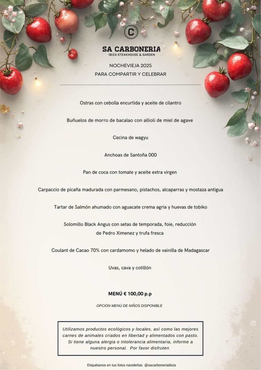 Menús de Nochebuena y Nochevieja en Sa Carboneria