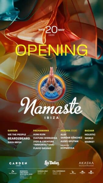 Luz y color en el Opening de Namaste en Las Dalias y Akasha Ibiza