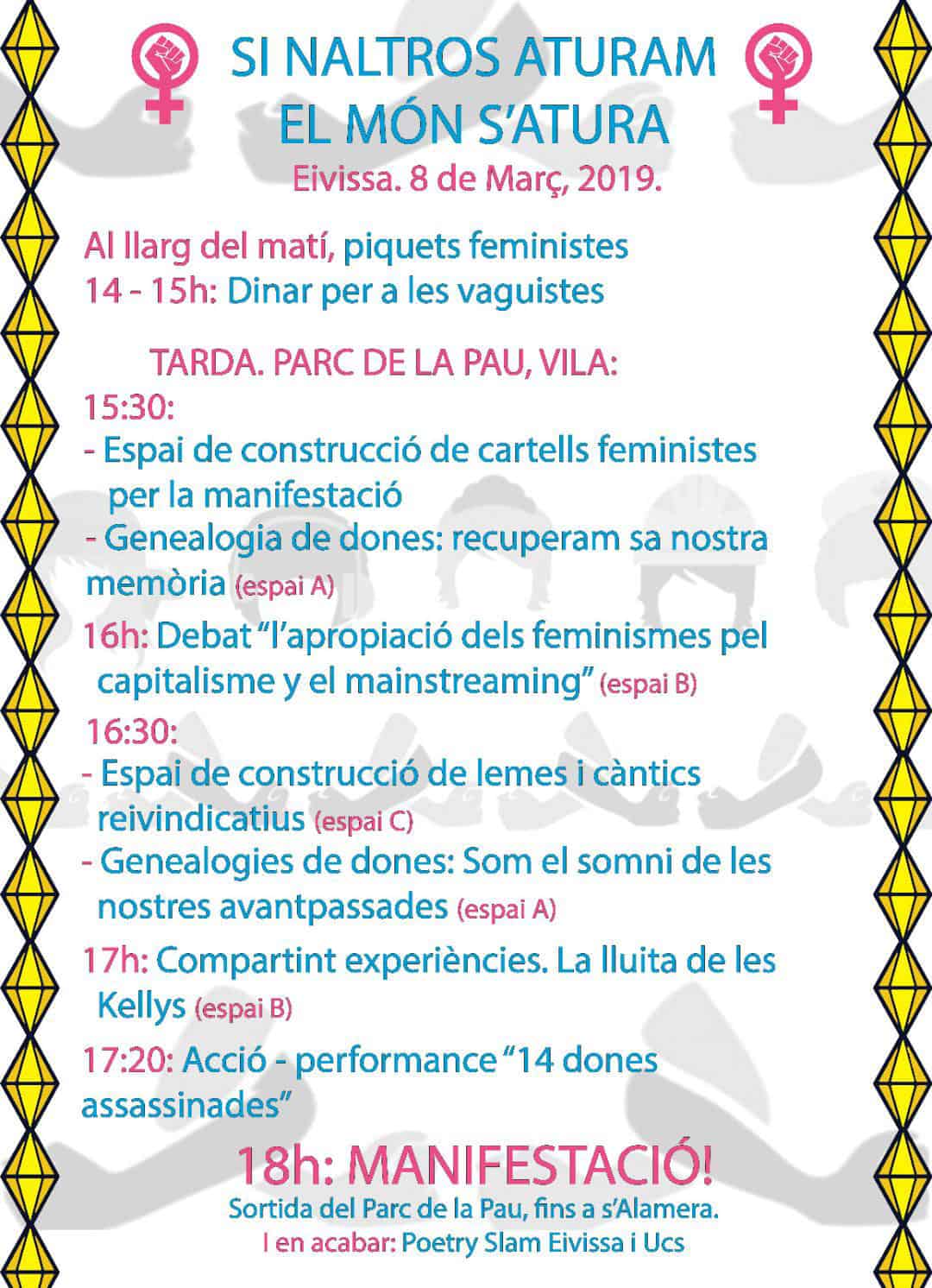 Jornada de Huelga Feminista en Ibiza por el 8M- programa huelga feminista 8 marzo 2019 ibiza welcometoibiza