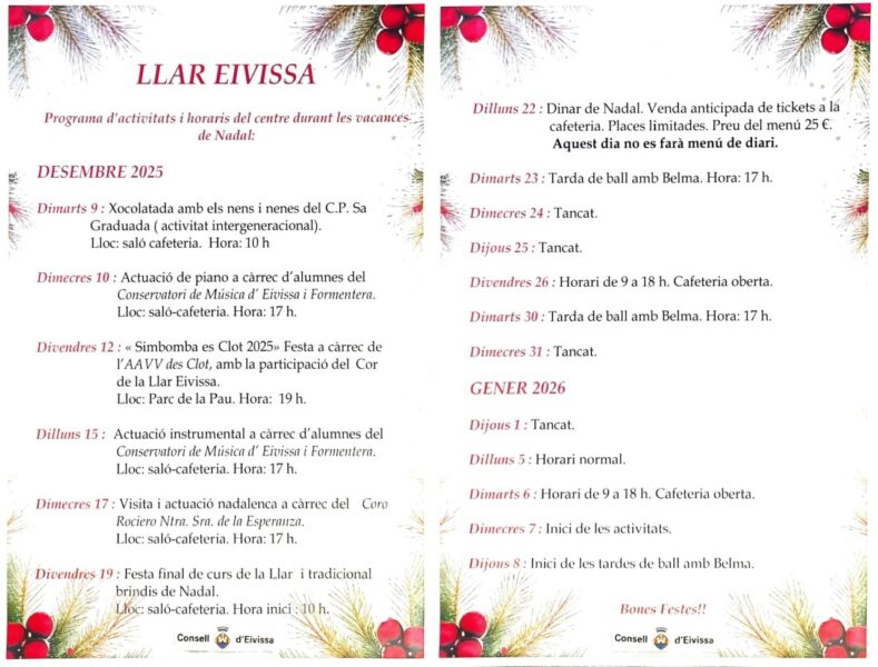 Programa de Navidad en la Llar Eivissa