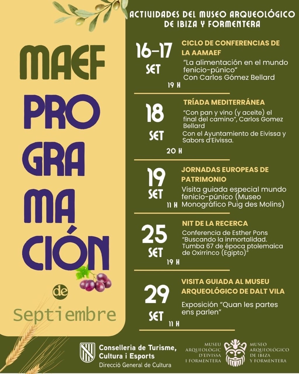 Actividades del Museo Arqueológico de Ibiza y Formentera en septiembre