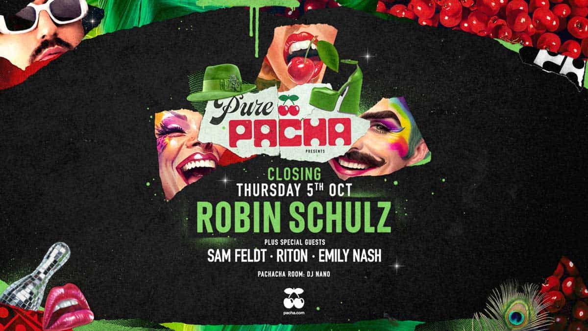 Вечеринка закрытия Pure Pacha с Робином Шульцем на Pacha Ibiza Fiestas Ibiza