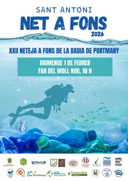 Sant Antoni Net a Fons, jornada de limpieza del mar en San Antonio