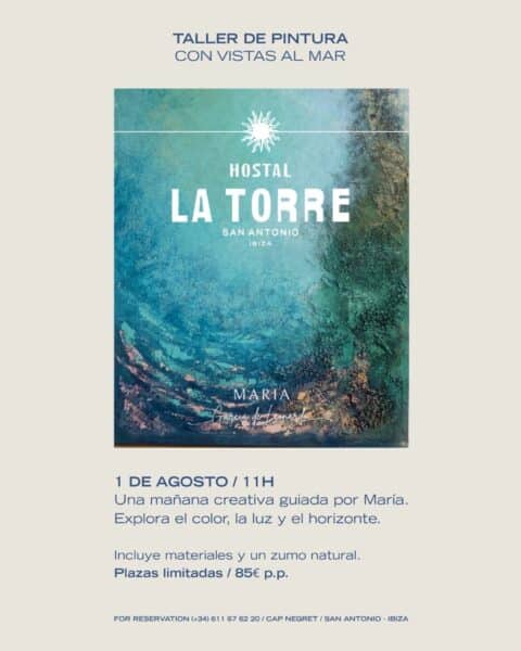 Taller de pintura con vistas al mar en Hostal La Torre