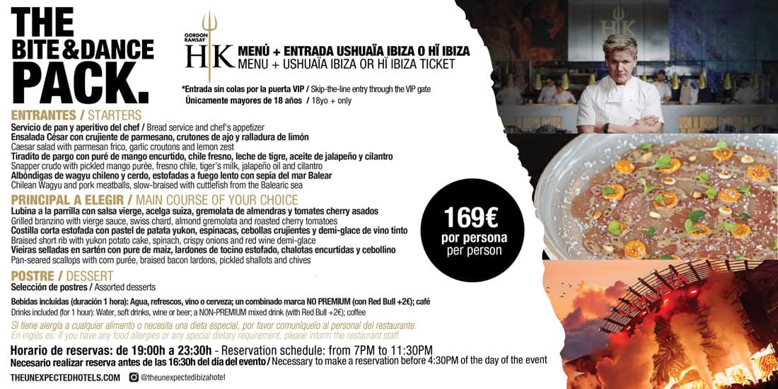 The Bite & Dance Pack: come y baila en Ushuaïa y Hï Ibiza