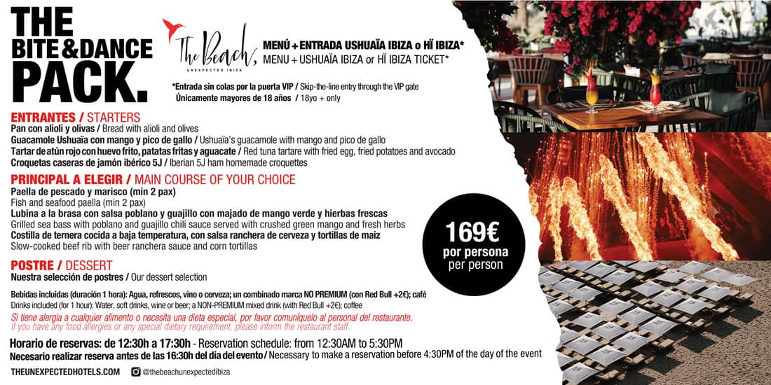 The Bite & Dance Pack: come y baila en Ushuaïa y Hï Ibiza