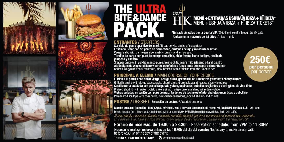 The Bite & Dance Pack: come y baila en Ushuaïa y Hï Ibiza