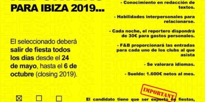 Lavoro a Ibiza 2019: Sto cercando una persona che vuole uscire a festeggiare ogni giorno