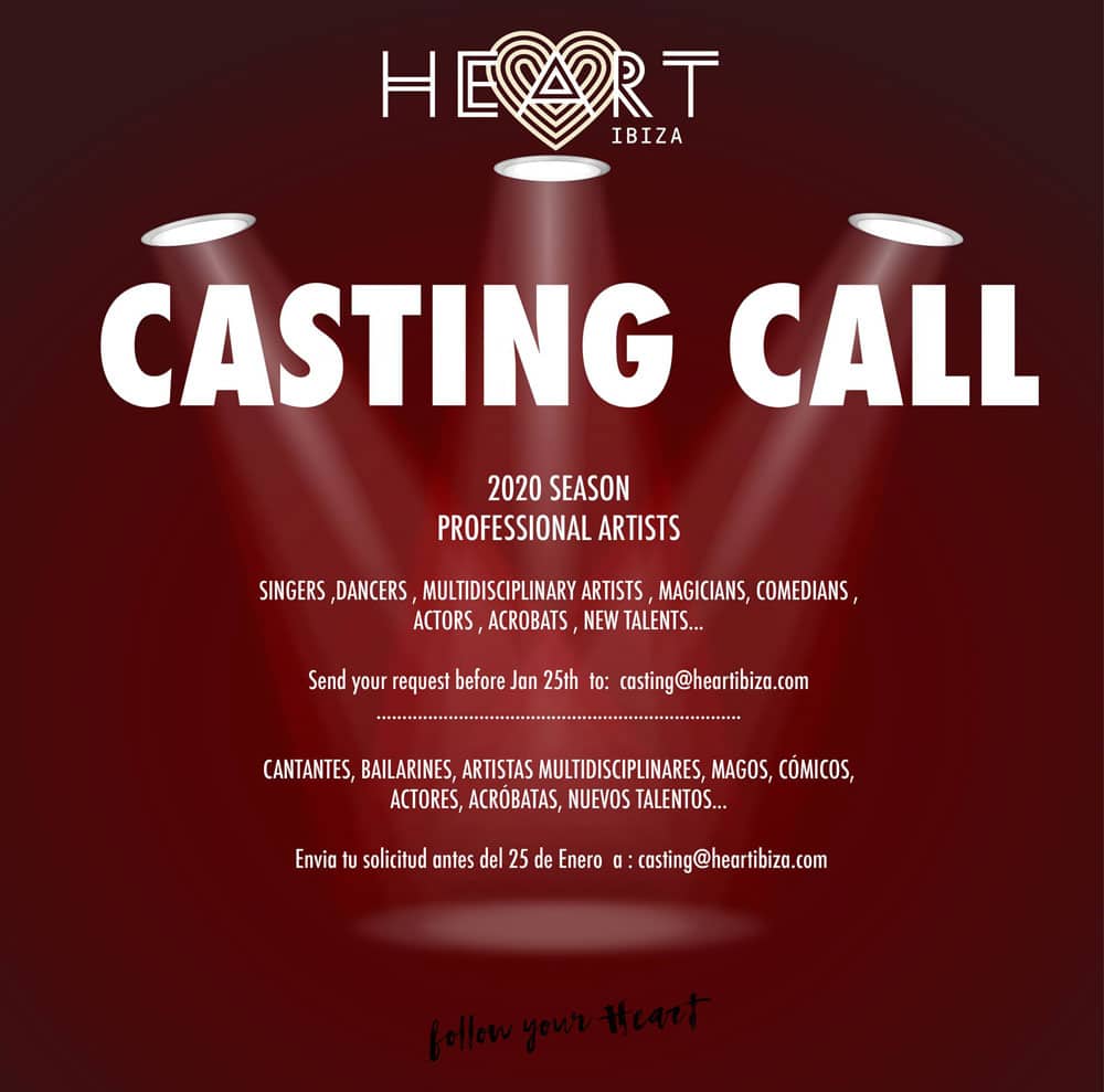 Work at Ibiza 2020: Heart Ibiza organizes a Casting of artists