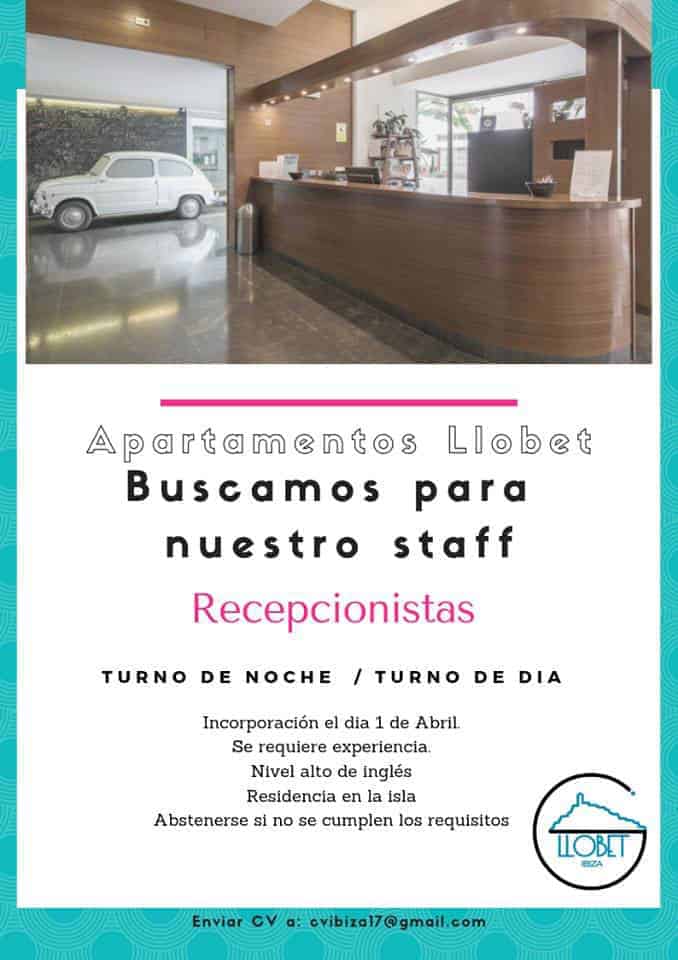 Lavorare a Ibiza 2019: Appartamenti Llobet cerca receptionist