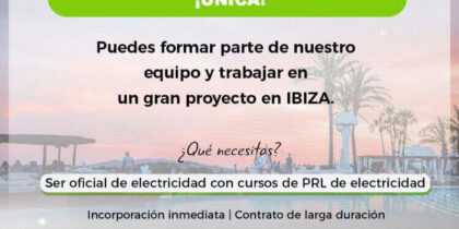 Lavoro a Ibiza 2019: Elener cerca l'ufficiale dell'elettricità